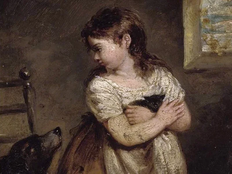 1790-Robert Trewick Bone - Una ragazza che tiene in braccio un gattino